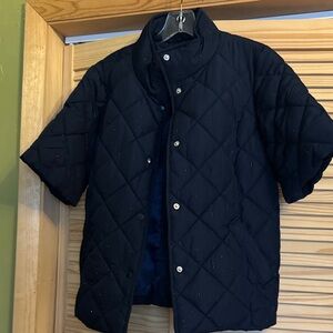 Talbots Navy Quilted Short-Sleeve Jacket